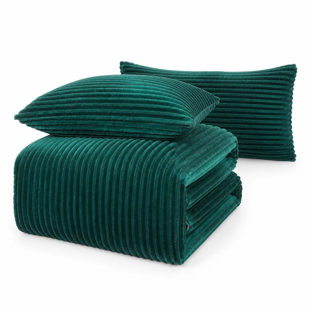 Thick Cord Velour Duvet Cover Set (3-Piece)