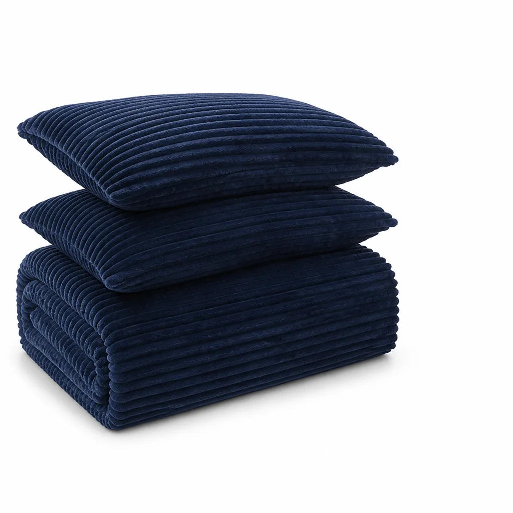Thick Cord Velour Duvet Cover Set (3-Piece)