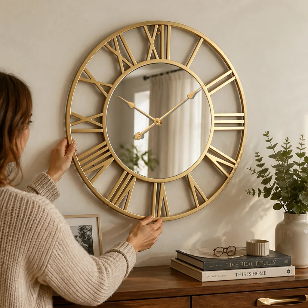 Vintage Mirror Face Aluminum Wall Clock (39 cm)