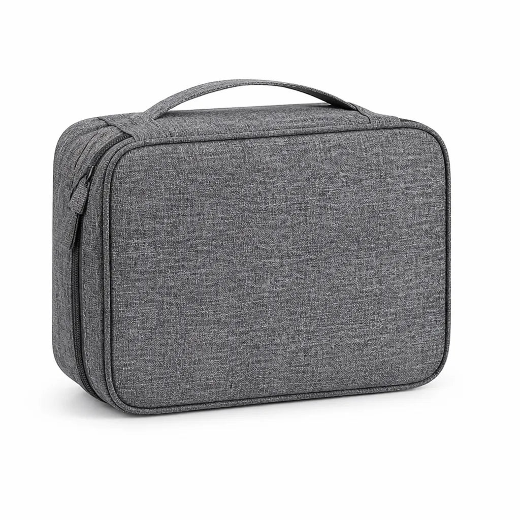Water-Repellent Oxford Cable Organizer Pouch (Elastic Loops, Mesh & Zippered Pockets)