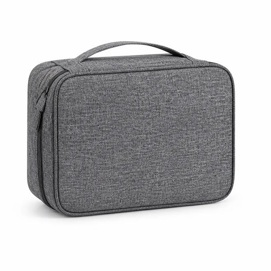 Water-Repellent Oxford Cable Organizer Pouch (Elastic Loops, Mesh & Zippered Pockets)
