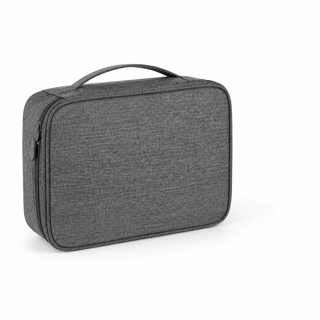 Water-Repellent Oxford Cable Organizer Pouch (Elastic Loops, Mesh & Zippered Pockets)