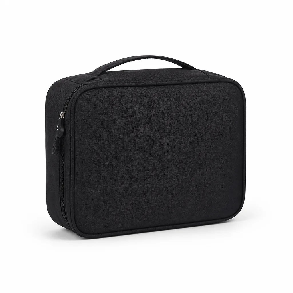 Water-Repellent Oxford Cable Organizer Pouch (Elastic Loops, Mesh & Zippered Pockets)