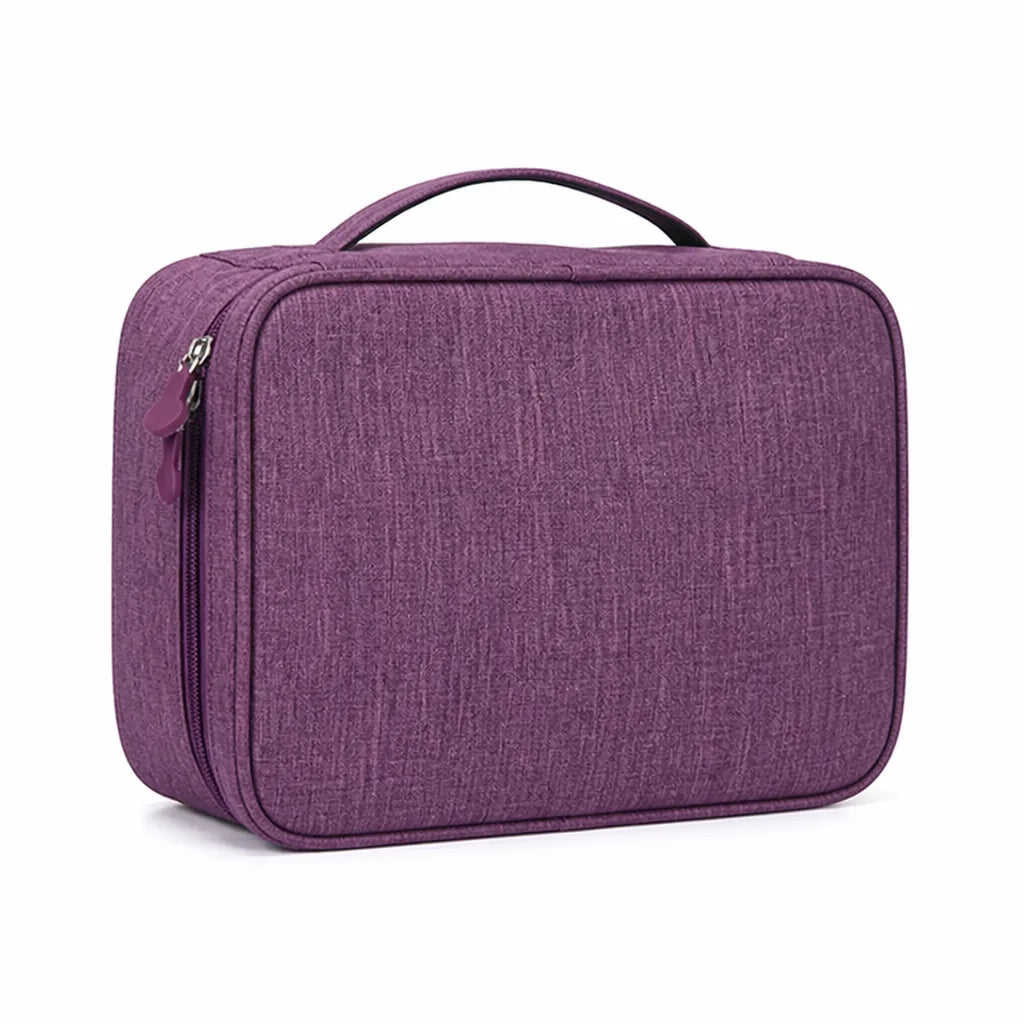 Water-Repellent Oxford Cable Organizer Pouch (Elastic Loops, Mesh & Zippered Pockets)