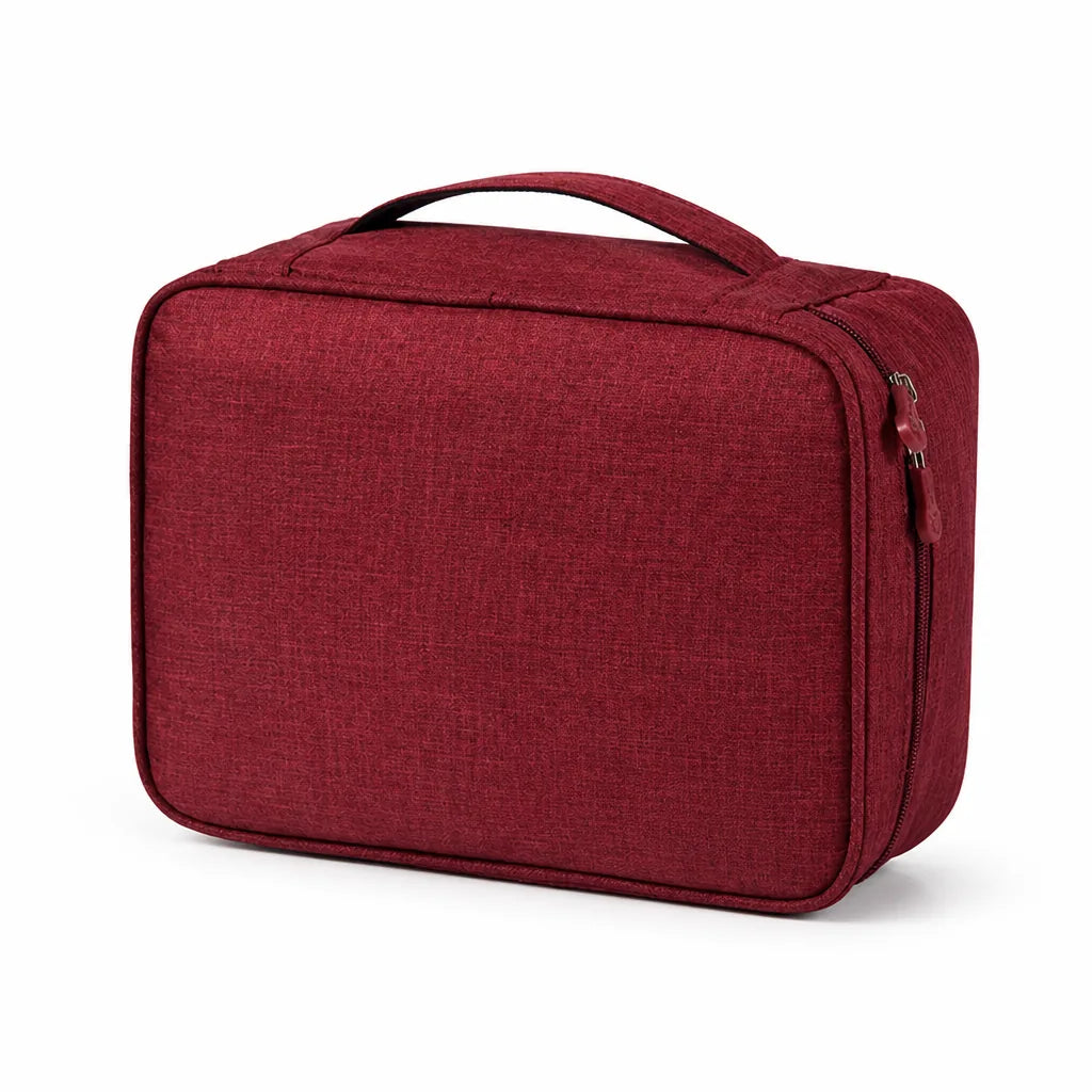 Water-Repellent Oxford Cable Organizer Pouch (Elastic Loops, Mesh & Zippered Pockets)